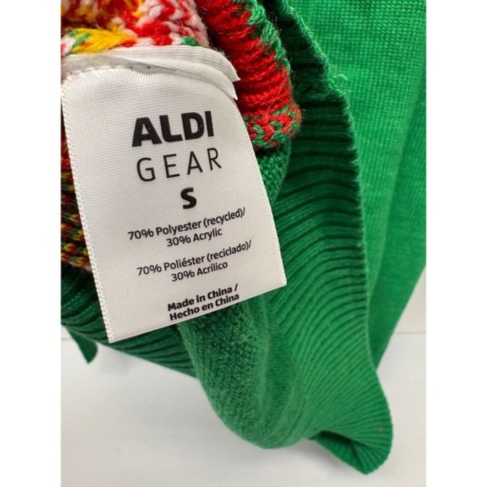 Aldi Gear Ugly Christmas Sweater Size S Green Holiday Tree Graphic Knit - Picture 5 of 5